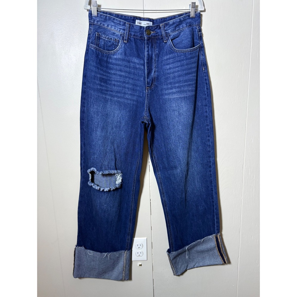YMI Dixie Fit Wide Leg Distressed Mega Cuffed Jeans High Rise 11/30 Y2K Street